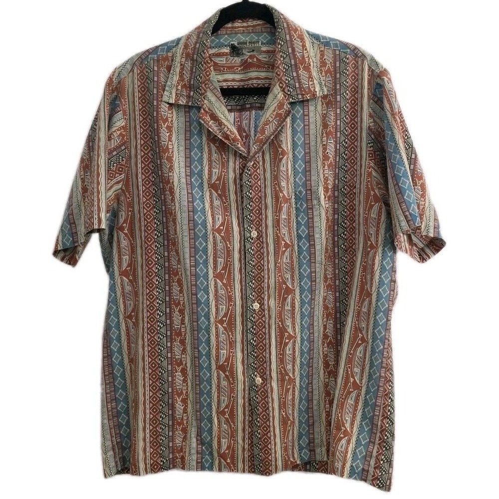 Kona Coast Hawaiian Shirt Mens XL Blue‎ Fish Boats Cotton Blend